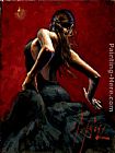 Fabian Perez Canvas Paintings - dancer in red black dress
